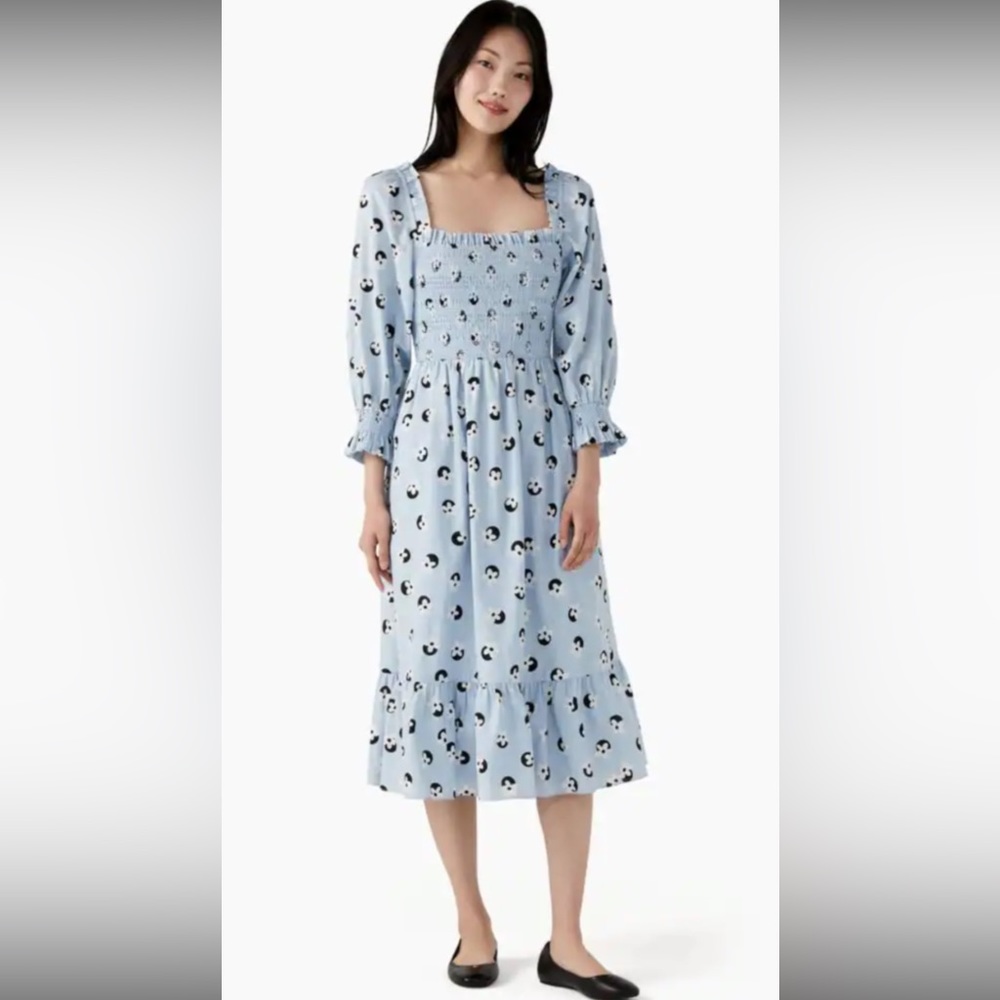 NWT Kate spade floral dot smocked midi dress